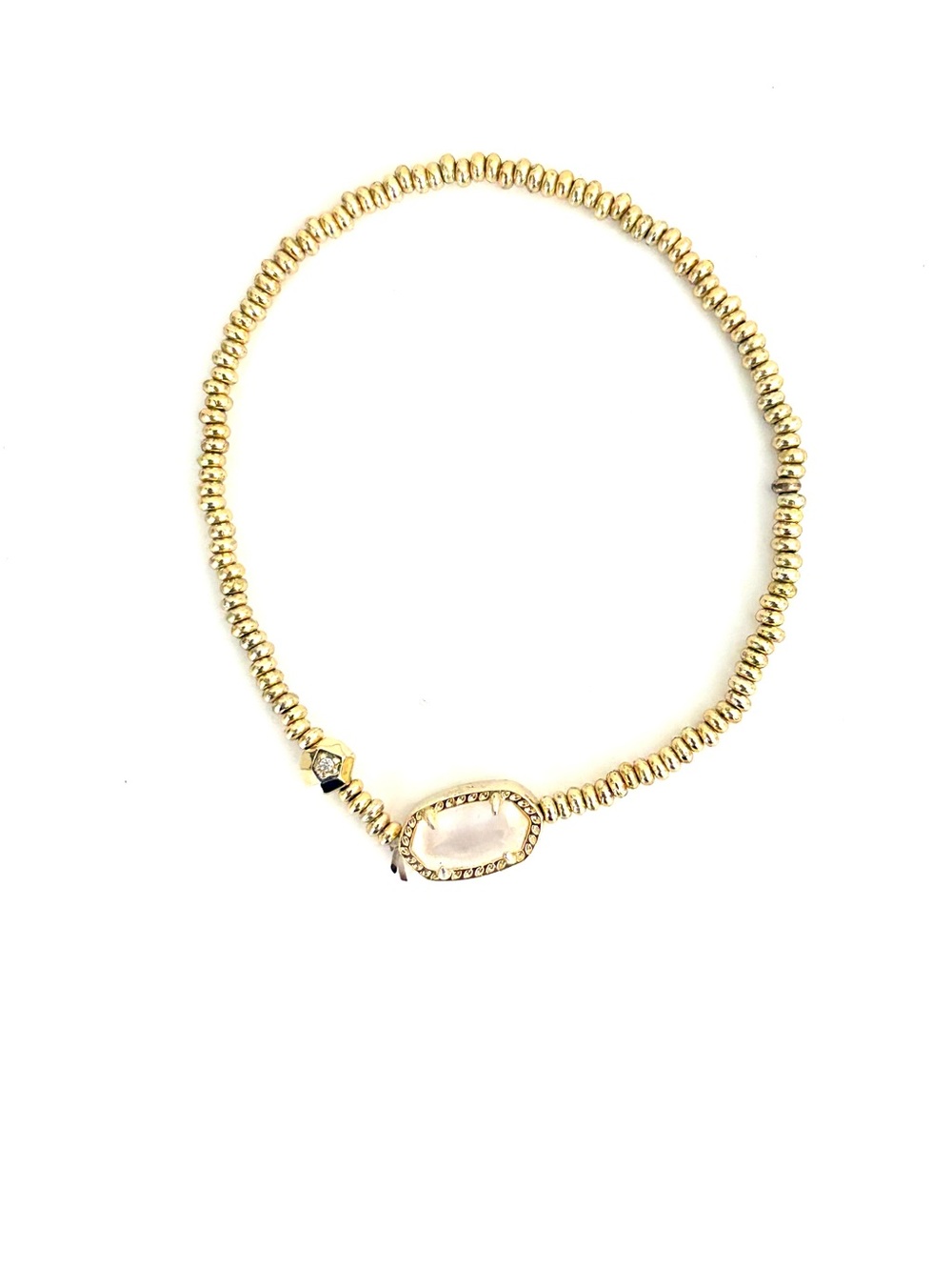 Kendra Scott Gold Beaded Bracelet with Rose Quartz Oval - Picture 2 of 2